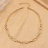 White Leaf Crystal Detail Chain Link Necklace In Gold (LNQ07G)
