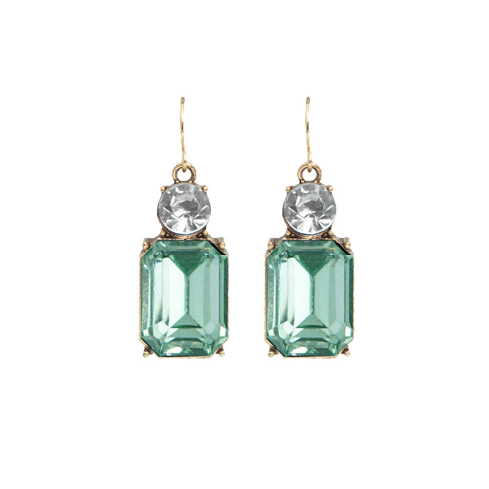 White Leaf Twin Gem Earring In Green (LTE08G)