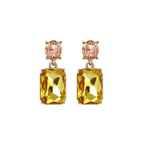 White Leaf Oval Twin Gem Post Earring In Yellow & Peach (LTE09YP)