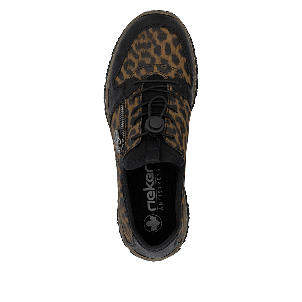 Rieker N32G0-90 Schwarz/Braun Leopard Shoes