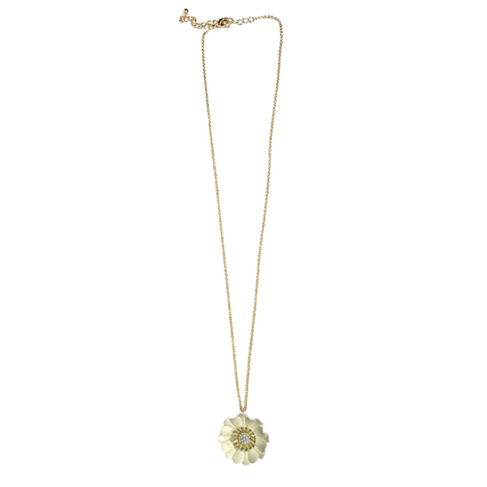 White Leaf Chrysanthemum Necklace In Ivory (NLD08I)
