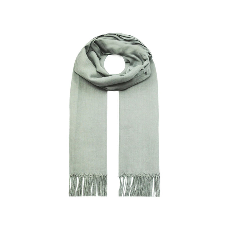 A&B Fashion SF1963-061 Plain Colour Winter Scarf with Tassels - Light Grey
