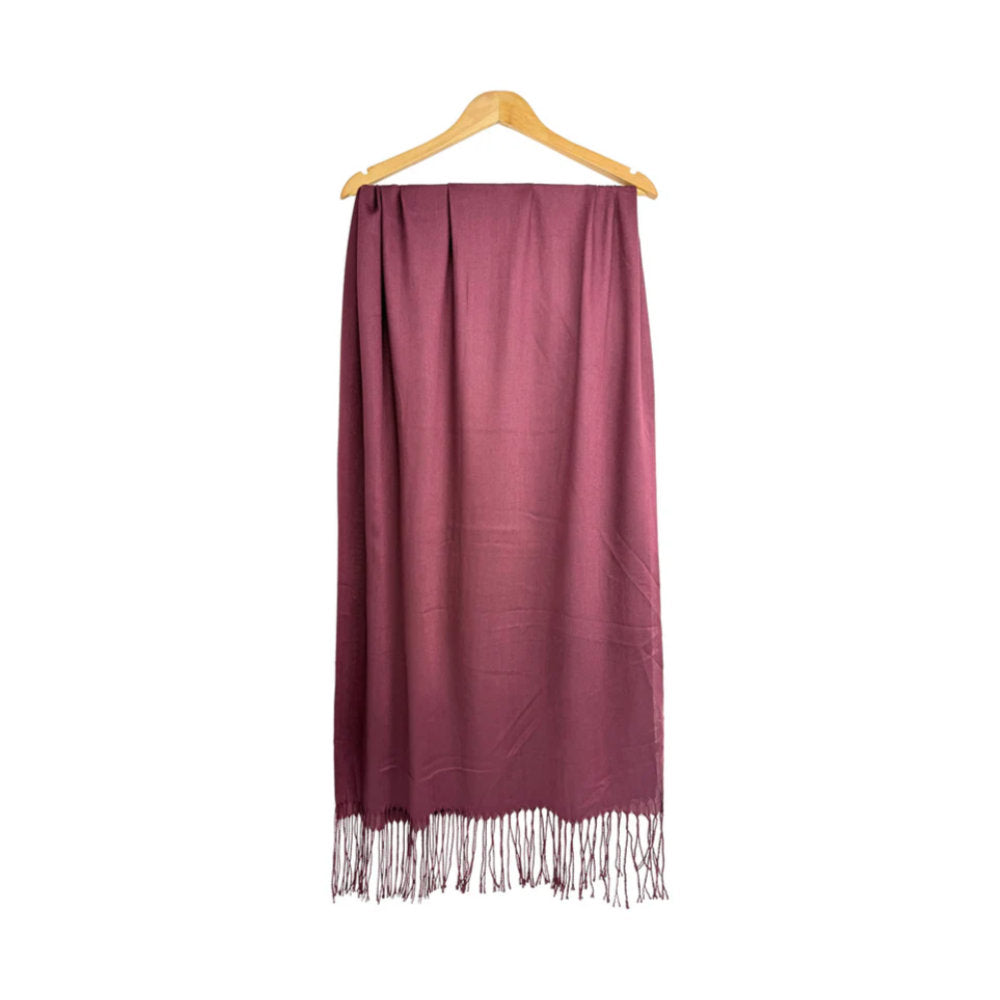 A&B Fashion SF1963-061 Plain Colour Winter Scarf with Tassels - Maroon
