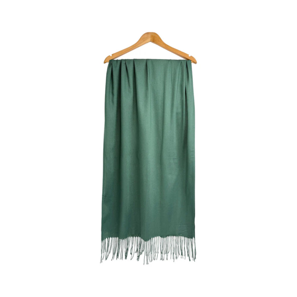 A&B Fashion SF1963-061 Plain Colour Winter Scarf with Tassels - Teal