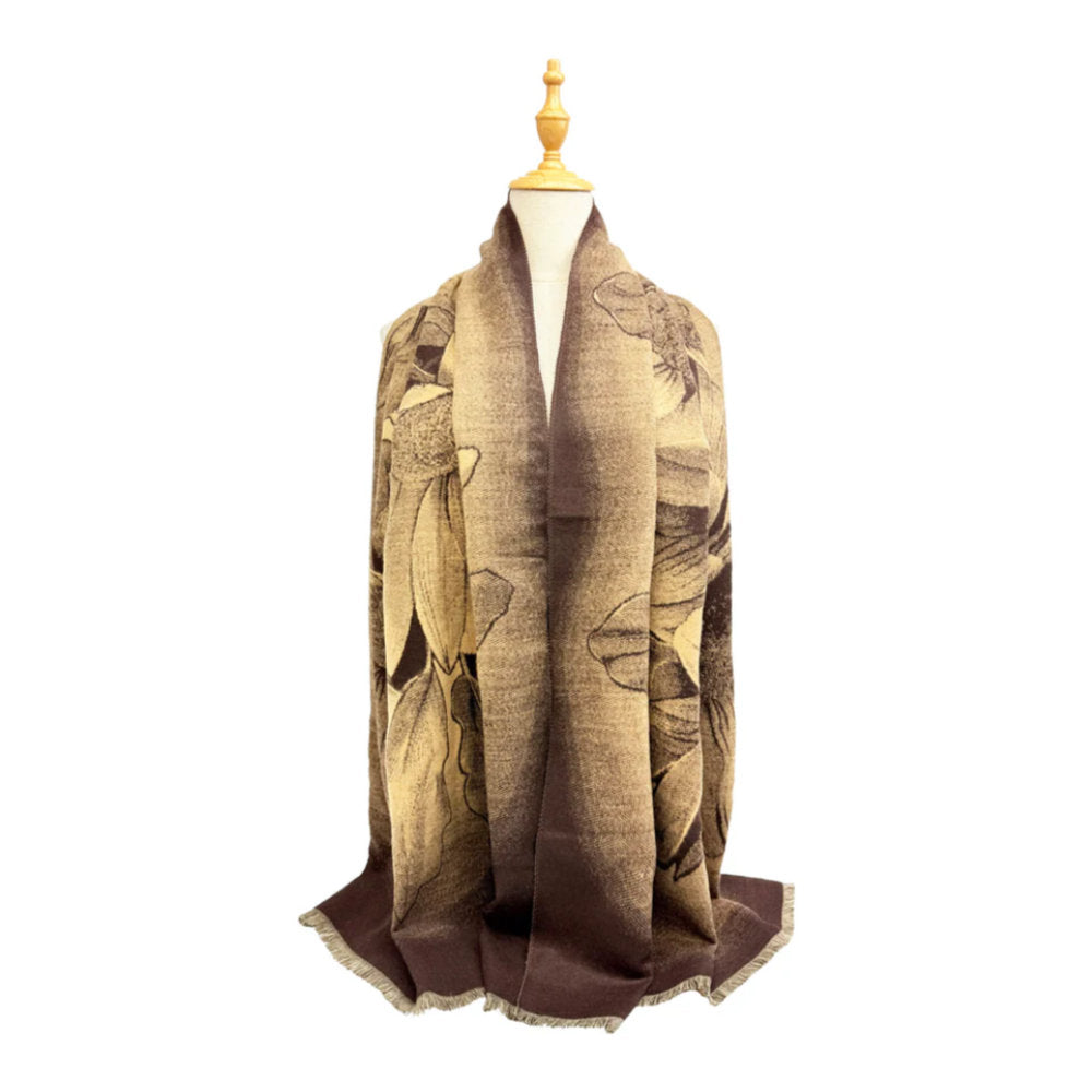 A&B Fashion SF25115-178 Soft Sunflower Printing Scarf - Brown