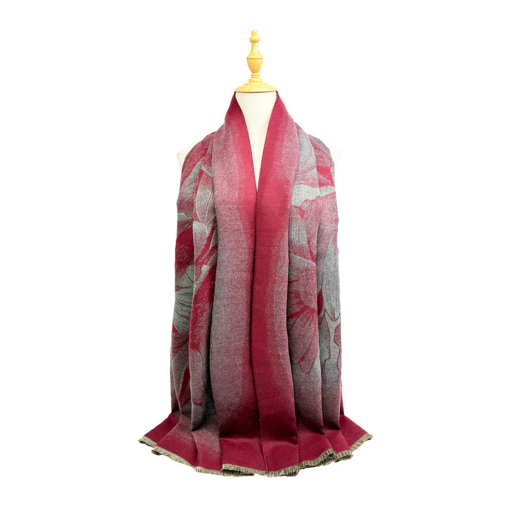 A&B Fashion SF25115-178 Soft Sunflower Printing Scarf - Maroon
