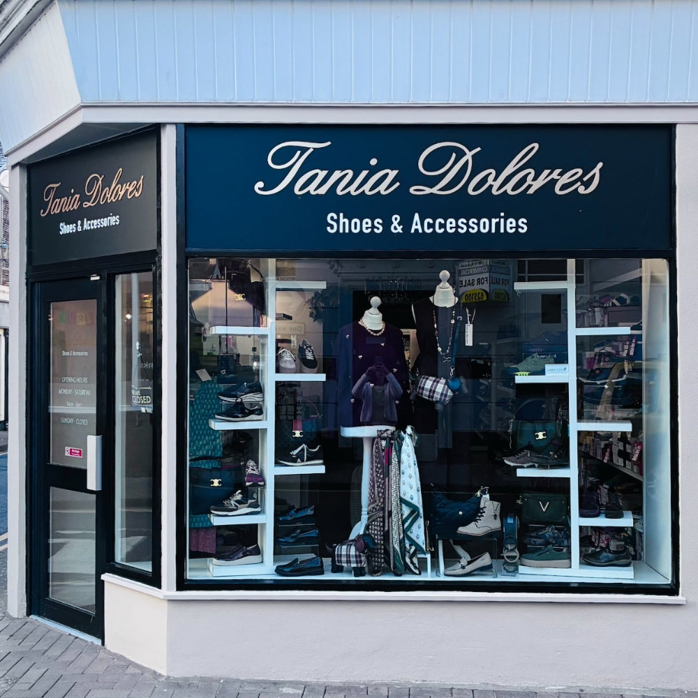 Tania Dolores shop front picture showing a shop that sells shoes and accessories