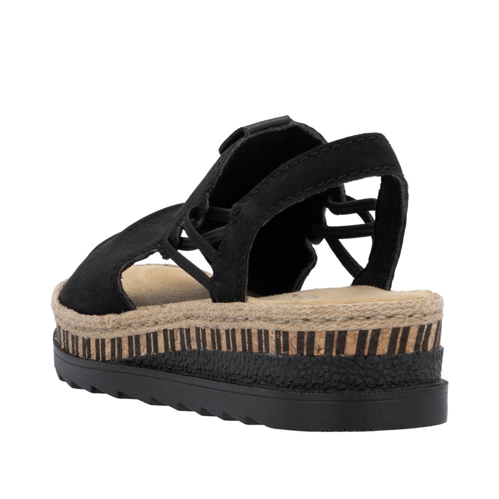 Rieker V7972-00 Regina Black Sandals