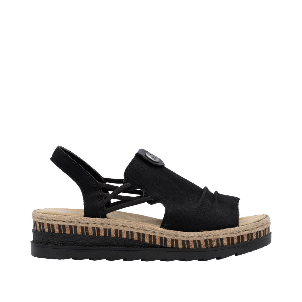 Rieker V7972-00 Regina Black Sandals