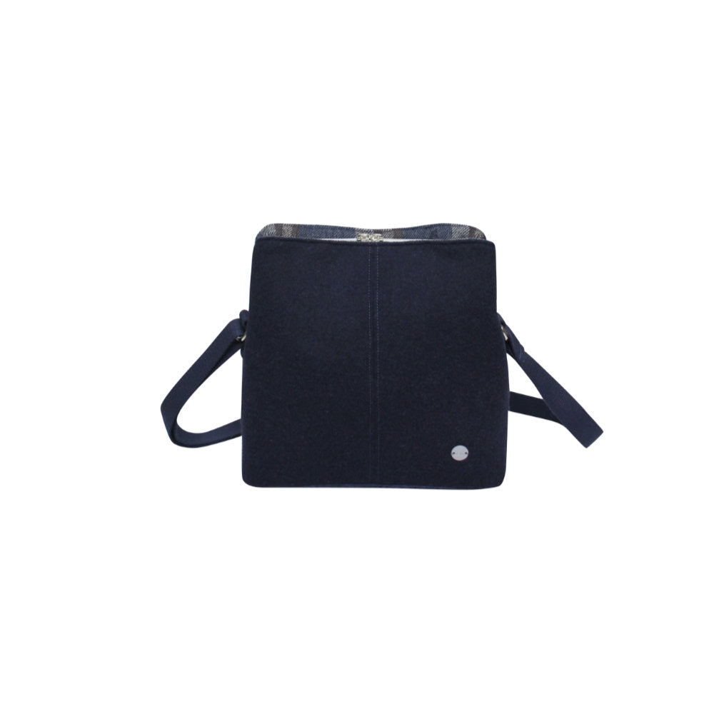 Earth Squared Navy Plan Wool Logan Bag (WL25LOGNV)