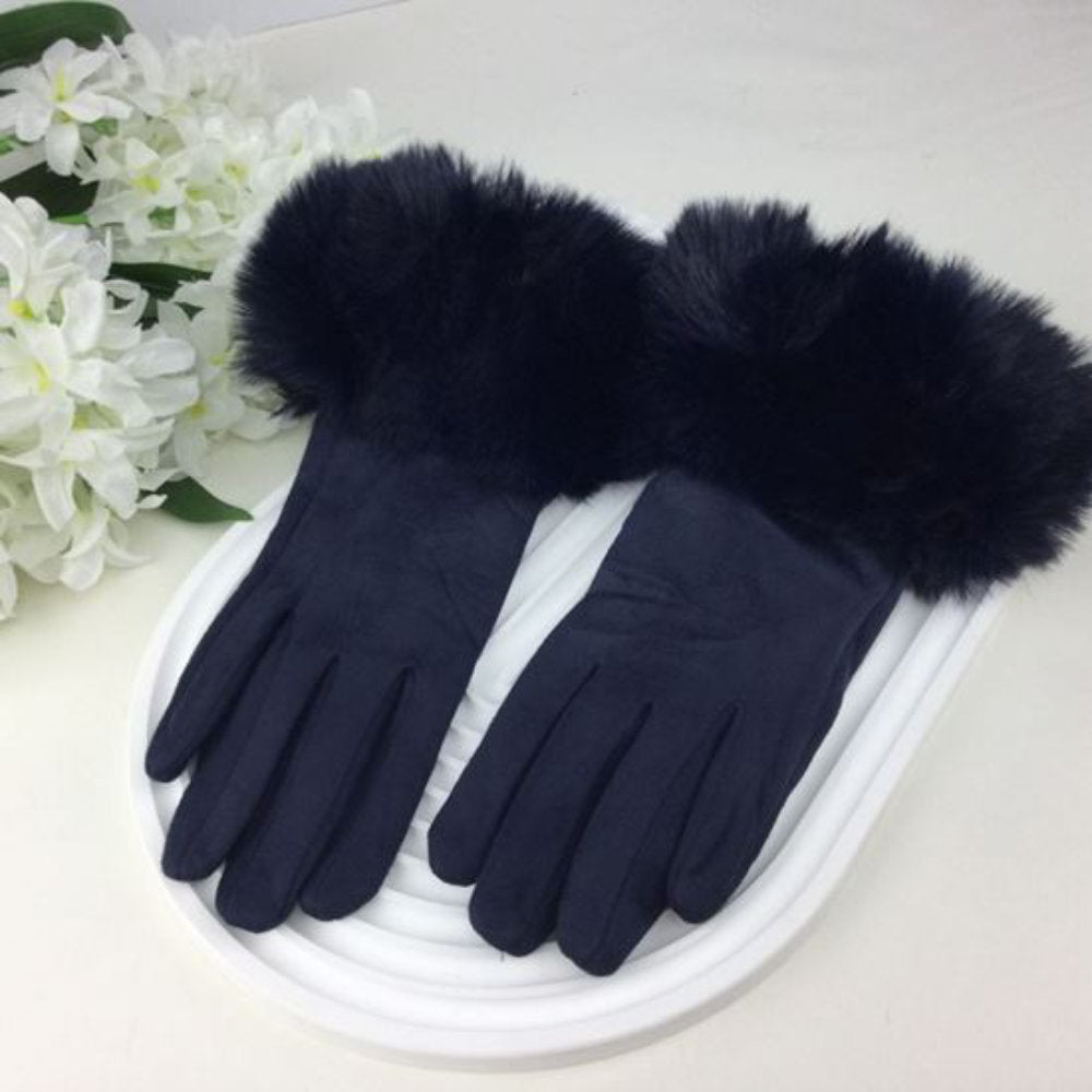 Reevo G223-1 Navy Faux Fur Gloves
