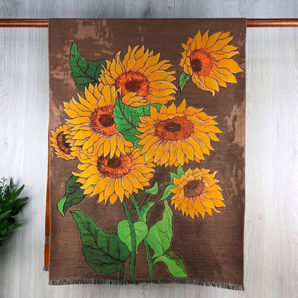 Reevo S6160 Taupe Sunflower Scarf