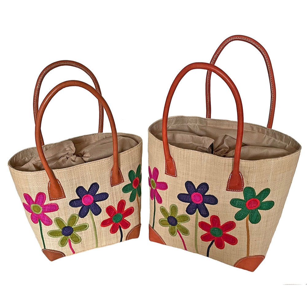Basket Basket Flower Stem Tote Bag - Natural - MAT069