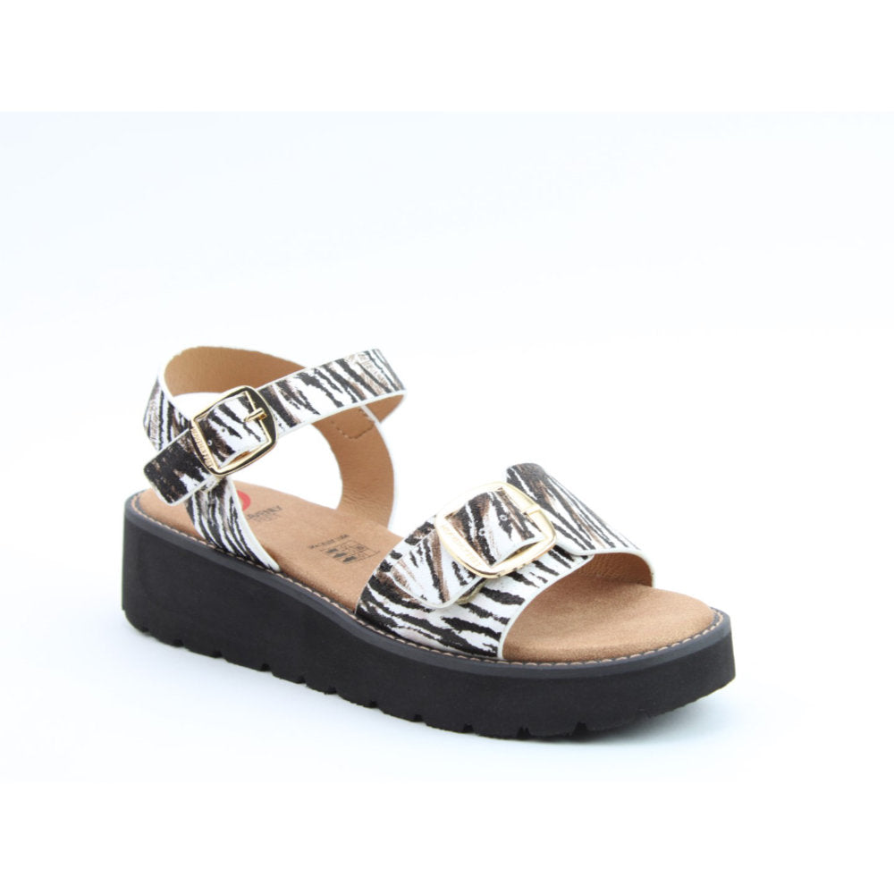 Heavenly Feet Sonja Black/White Zebra Sandal