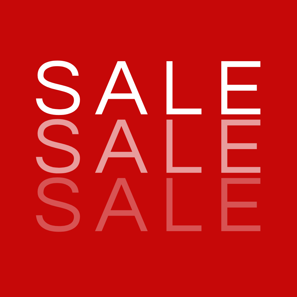 Sale written three times on a red background