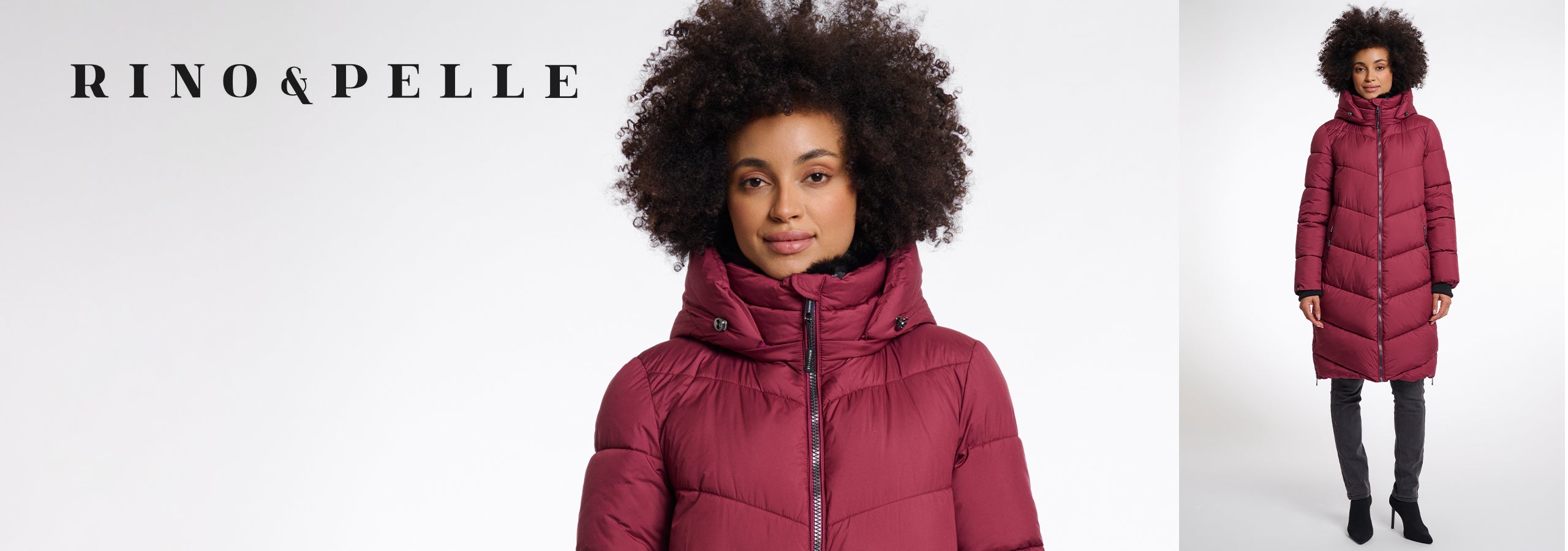 Image of a woman wearing a red Rino & Pelle coat